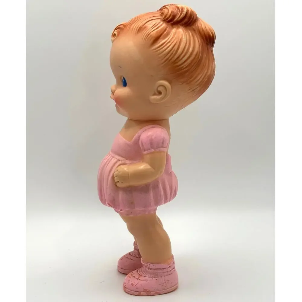 Vintage Ruth B. Newton Sun Rubber Co. Girl in Pink Dress, Squeaky Doll